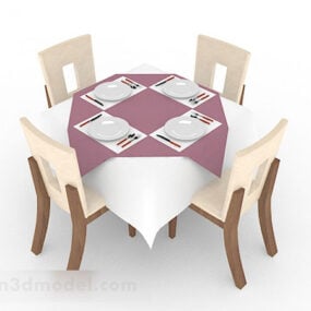 Čtvercový 3D model jídelního stolu a židle