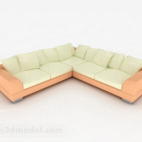 3д модель желтого многоместного дивана