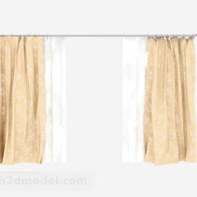 Yellow Pattern Double Curtain 3d model