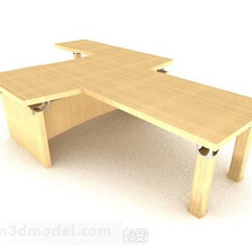 3д модель желтого простого рабочего стола