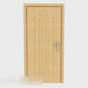 Yellow Simple Solid Wood Room Door 3d model