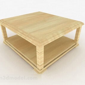 Yellow Square Wooden Coffee Table 3d model