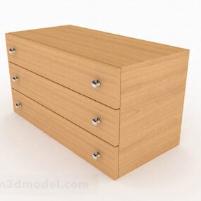 黄色木制床头柜家具3d模型