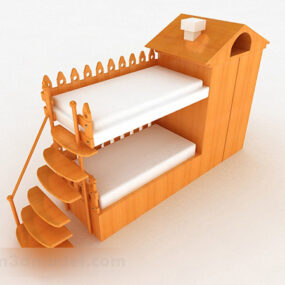 Dřevěná dětská patrová postel 3D model