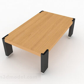 Yellow Wooden Coffee Table Design 3d model