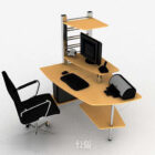 Gele houten bureau en stoel