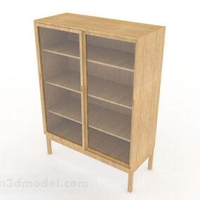 Yellow Wooden Display Cabinet 3d model