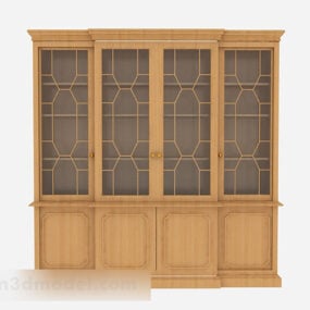 Yellow Wooden Home Bookcase 3d model
