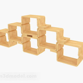 黄色木制个性展示柜设计3d模型