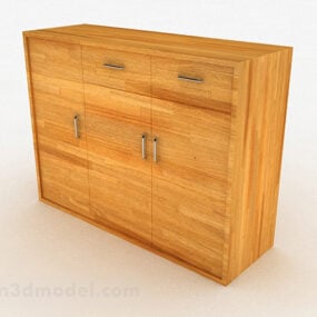 Yellow Wooden Shoes Cabinet 3d model