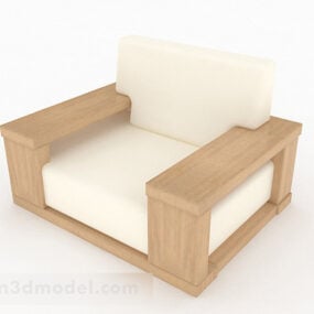 أثاث أريكة مفردة خشبية صفراء بسيطة نموذج ثلاثي الأبعاد