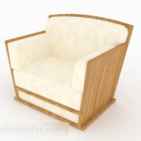 木製の黄色のソファ椅子家具3Dモデル