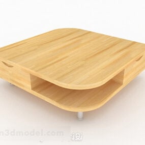 Żółty drewniany stolik do herbaty Model 3D