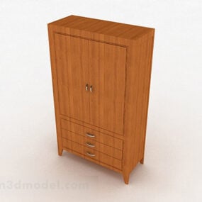 Yellow Wooden Wardrobe Furniture 3d model