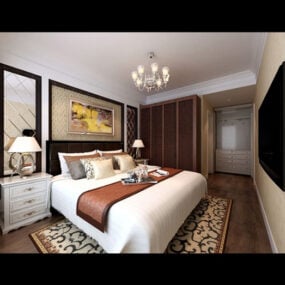 3д модель интерьера спальни большого размера