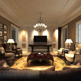 Indoor Living Room Chandeliers Interior 3d model