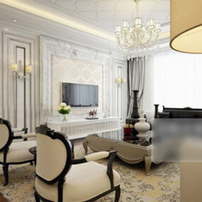 Wohnzimmer-elegantes Dekor-Interieur-3D-Modell