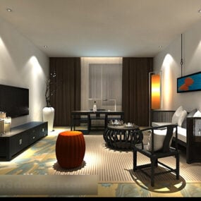Jednoduchý interiér obývacího pokoje V10 3D model