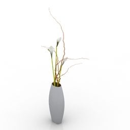 Vazo Kuru Çiçek Dekoru 3d modeli