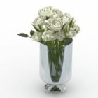 屋内花瓶の白いバラ