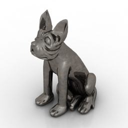 Model 3d Anjing Patung Meja