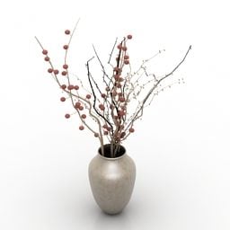 リビングルームの花瓶の花3Dモデル