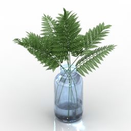 Glass Vase Fern Plant 3d model