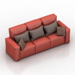 Tyg soffa 3 säten 3d modell