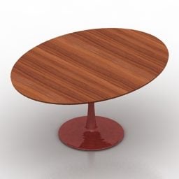 Round Wood Table Chromcraft 3d model