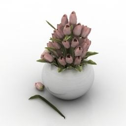 Mô hình bình gốm hoa tulip 3d