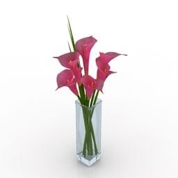 Vase Pink Flowers 3d model