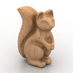 Squirrel Figurine Wooden 3d model