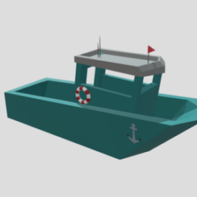 Lowpoly דגם תלת מימד של סירת ברזל