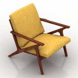 Wooden Armchair Cavett Design 3d model