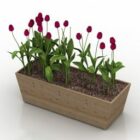 Wooden Rectangle Flowers Planter
