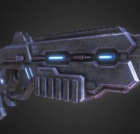 Modelo 3d de arma de luz azul de ficção científica