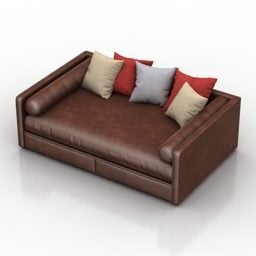 3д модель кожаного дивана-кровати