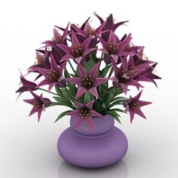 Vase Purple Flowers 3d model