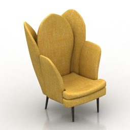 노란색 안락 의자 아침 3d 모델