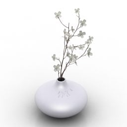 Modelo 3d de flor de vaso de cerâmica Ikea