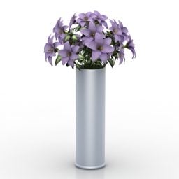 Mor Çiçek Vazo 3d modeli