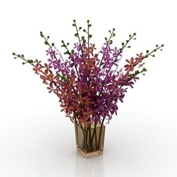 Purple Flowers Vase 3d model