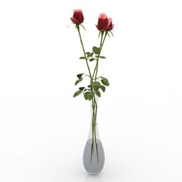 דגם תלת מימד של Vase Rose Plant