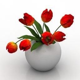 Vase Tulip Flower 3d model