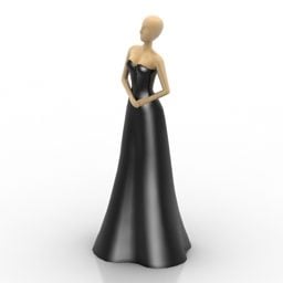 검은 드레스 소녀 입상 3d 모델