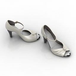 White High Heels Shoes 3d model