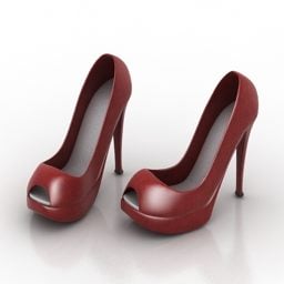 Zapatos de tacón alto rojos para niña modelo 3d