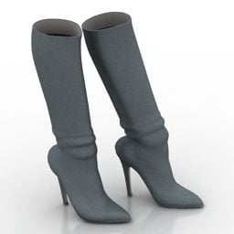 Women Blue High Boots 3d model