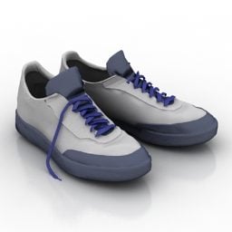 Blue White Sneakers Sport Shoes 3d model