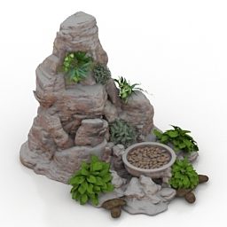 Modelo 3d de paisagem de jardim de decoração